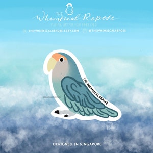 Dutch Blue Lovebird Sticker for Tumbler, Bird Mom Gift, Cute Lovebird Decal for Laptop, Lovebird Gift for Her, Parrot Memorial Keepsake Gift