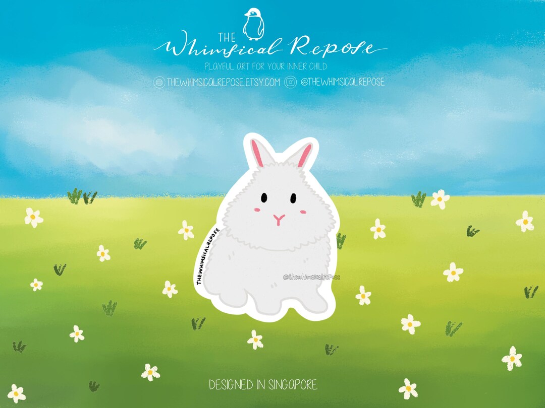 Lionhead Rabbit Sticker for Tumbler, Cute Rabbit Decal for Laptop ...