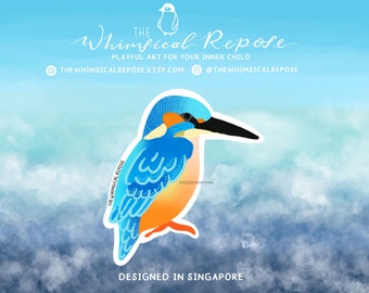 Kingfisher Sticker for Water Bottle, Kingfisher Lover Gift, Cute Kingfisher Decal for Laptop, Kingfisher Gifts for Her,  Bird Lover Gifts