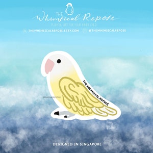 Creamino Lovebird Sticker for Tumbler, Bird Mom Gift, Cute Lovebird Decal for Laptop, Lovebird Gifts for Her, Parrot Memorial Gift