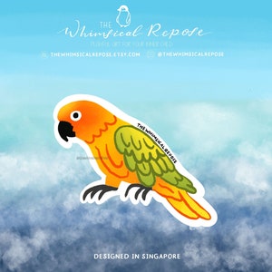 Sun Conure Sticker for Water Bottle, Parrot Mom Gift, Cute Parrot Decal for Laptop, Sun Parakeet Gifts for Her,Parrot Memorial Keepsake Gift