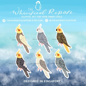 Cockatiel Sticker for Water Bottle, Parrot Lover Gift, Cute Parrot Decal for Laptop, Cockatiel Gifts for Her, Parrot Memorial Keepsake Gift