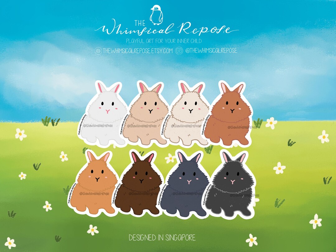 Lionhead Rabbit Sticker for Tumbler, Cute Rabbit Decal for Laptop ...