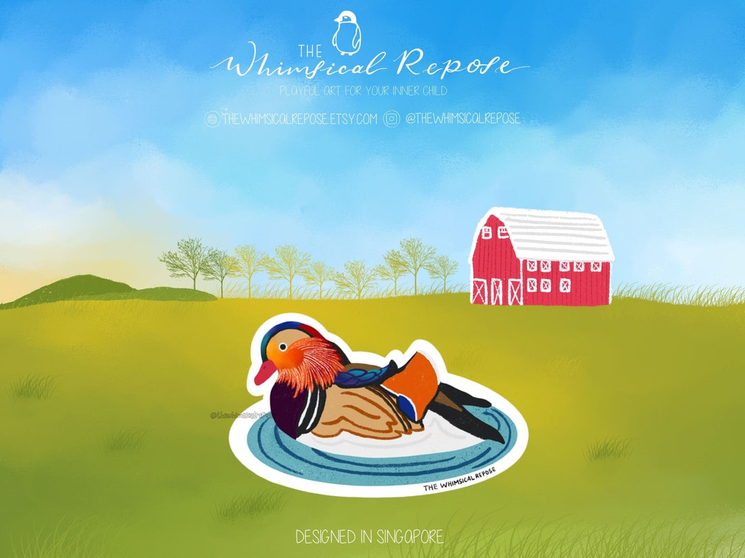 Mandarin Duck Die Cut Vinyl Sticker, Bird Breed Waterproof Laptop Decal ...