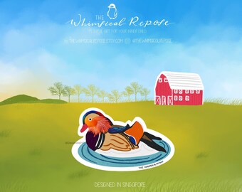 Mandarin Duck Die Cut Vinyl Sticker, Bird Breed Waterproof Laptop Decal, Animal Lover Pet Owner Gift, Gift for Bird Lovers