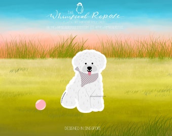 Bichon Frise Sticker for Waterbottle, Dog Mom Gift, Cute Dog Decal for Laptop, Bichon Gifts for Women, White Dog Art Memorial Keepsake Gifts