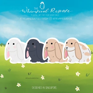 Sticker anglais Lop pour verre, sticker lapin mignon pour ordinateur portable, cadeau maman lapin, cadeau souvenir commémoratif English Lop, cadeau lapin blanc pour fille
