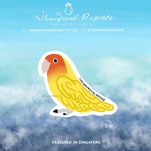 Yellow Peachface Lovebird Sticker for Tumbler, Bird Mom Gift, Cute Lovebird Decal for Laptop, Lovebird Gifts for Her, Parrot Memorial Gift
