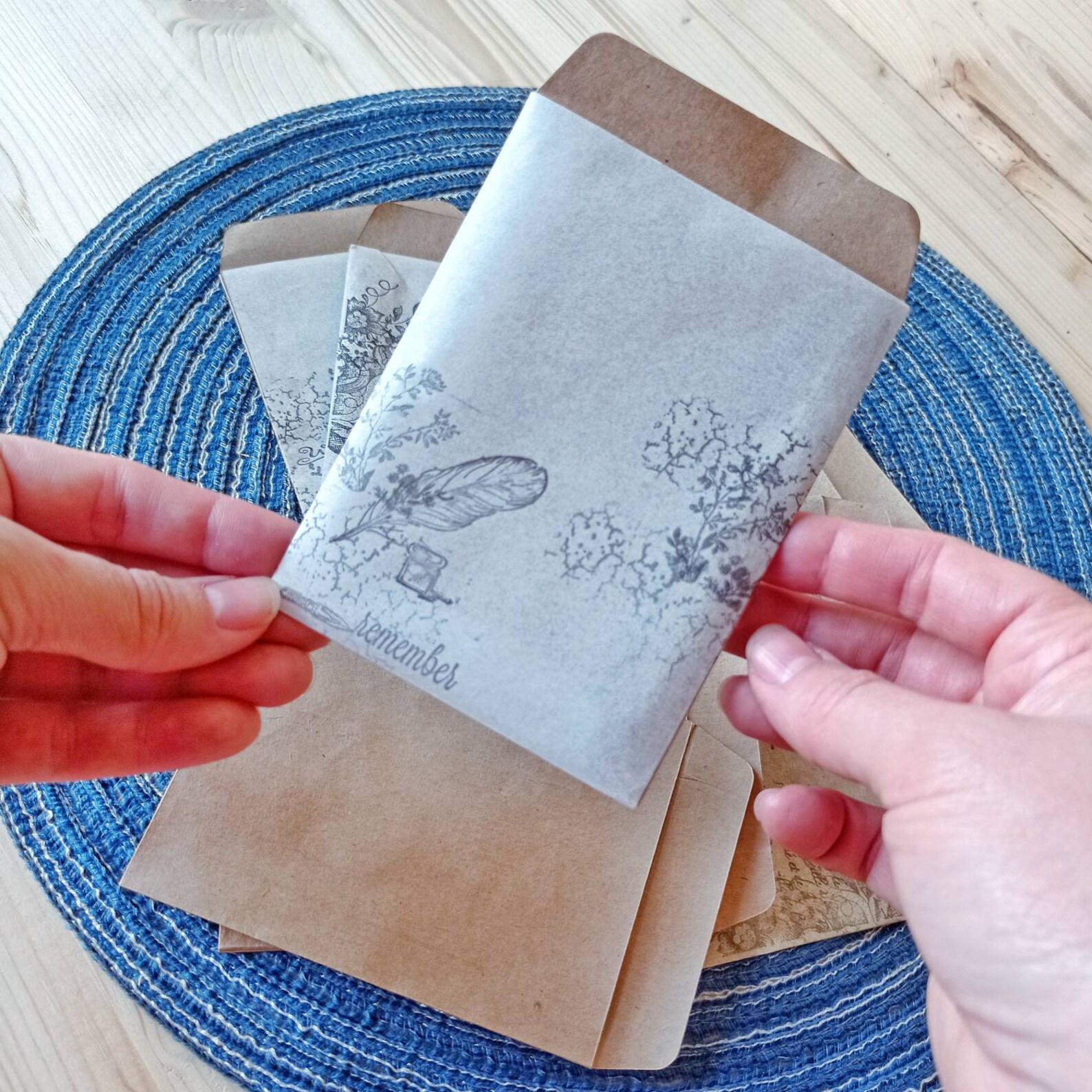 9pcs Hand made Kraft Journal envelopes. Vellum Vintage Etsy
