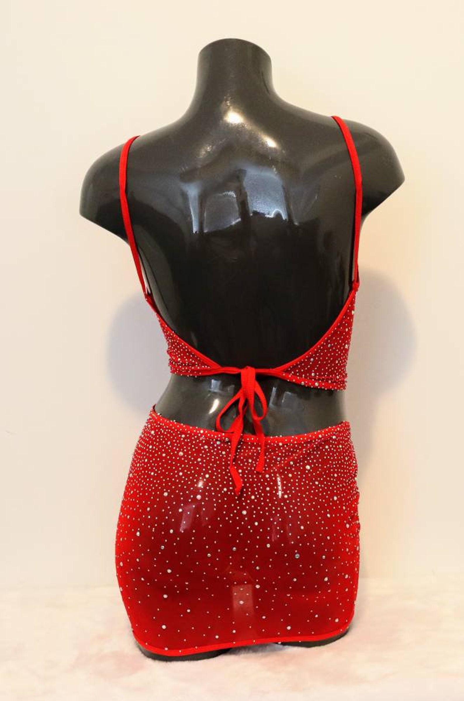 Bedazzled Two Piece Mesh Clubwear Exotic Dancewear Skirt Set Etsy