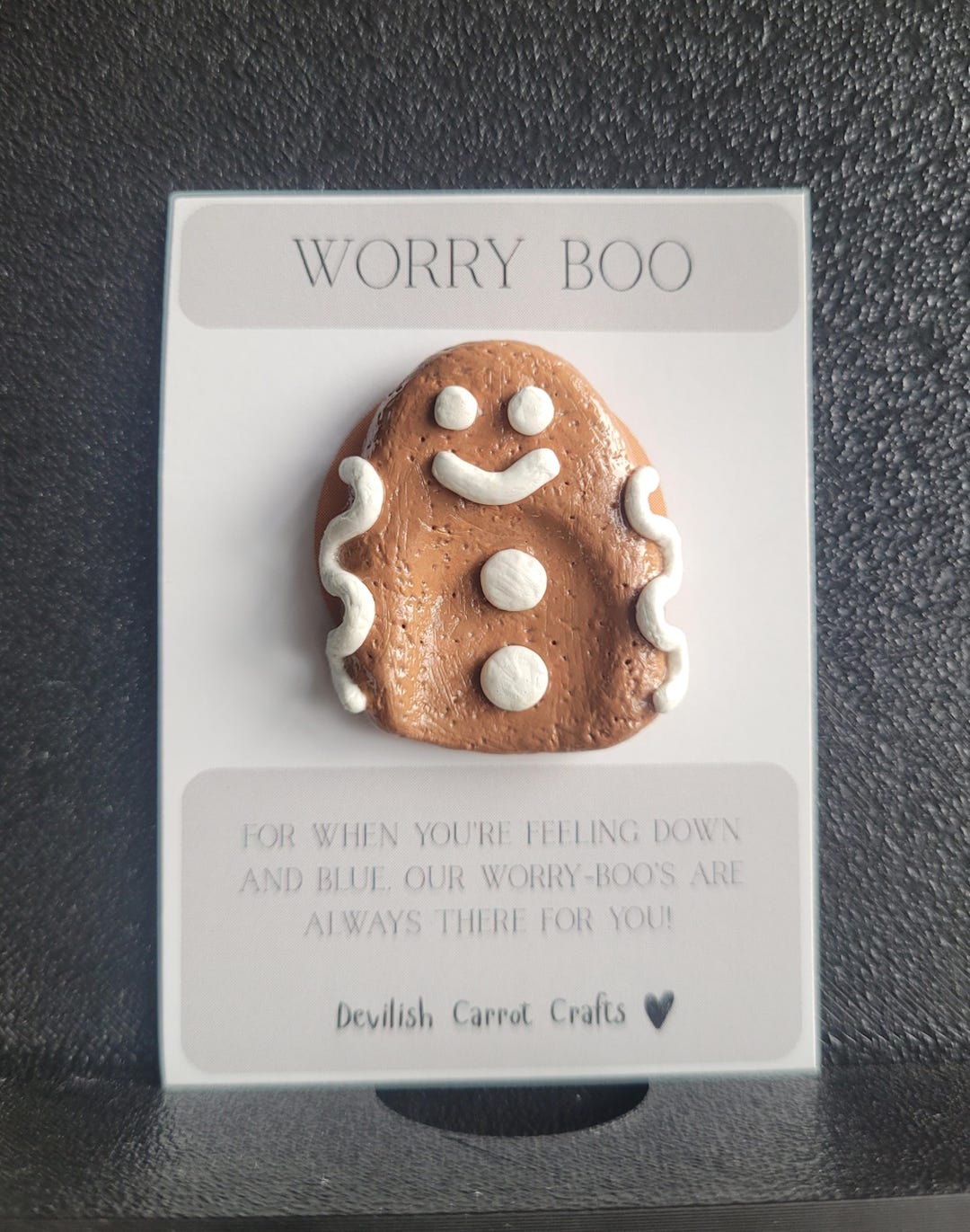 Gingerbread Ghost Clay Charm – Handmade Worry Boo Pocket Pal - Etsy