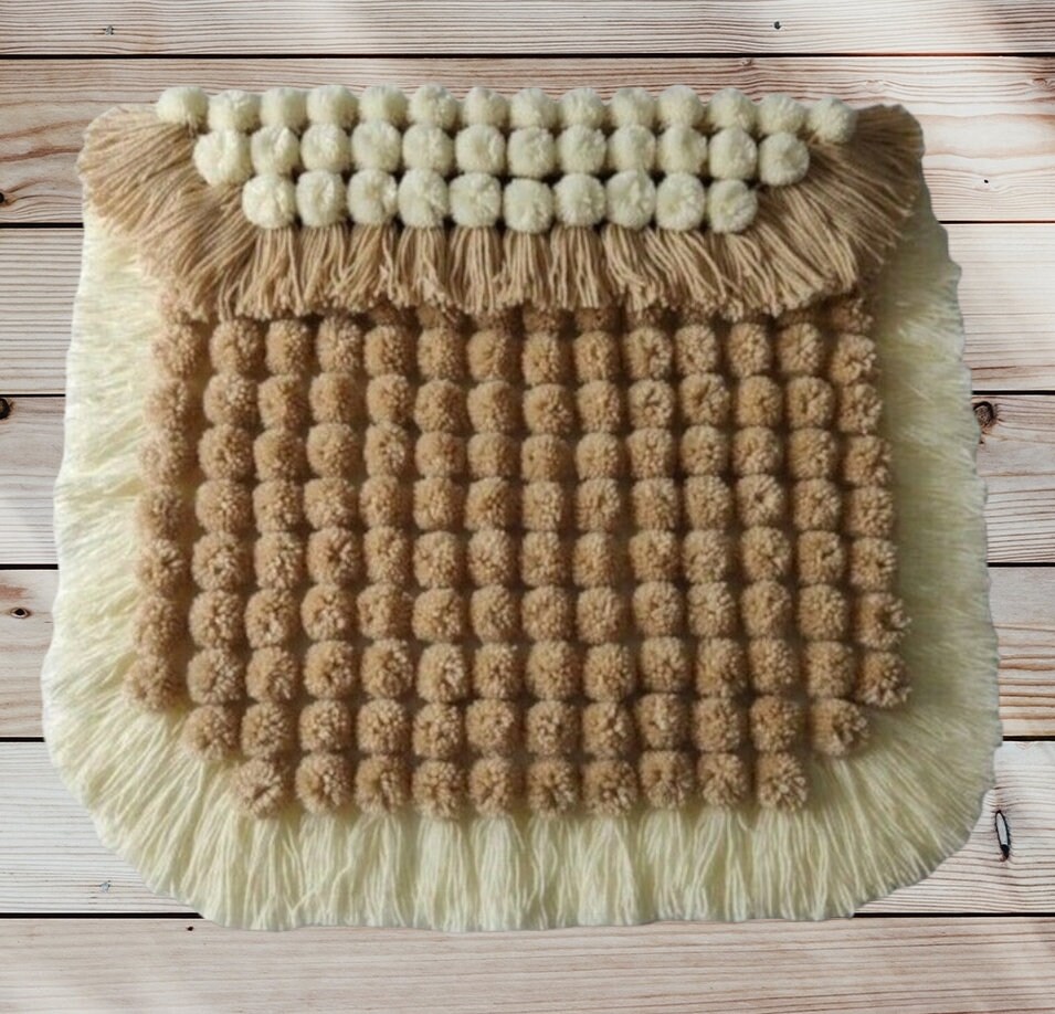 Pom Pom Baby Blanket Beige & Cream Etsy UK
