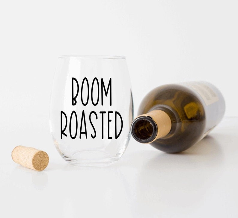 The Office Boom Roasted Michael Scott stemless wine glass with custom color options perfect gift for The Office fans!