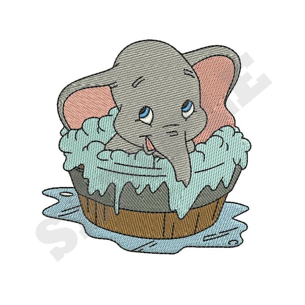 Dumbo in Wanne Maschinenstickerei Design