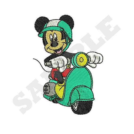 Mickey Mouse Scooter Machine Embroidery Design Etsy Ireland