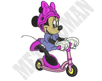 minnie mouse riding scooter