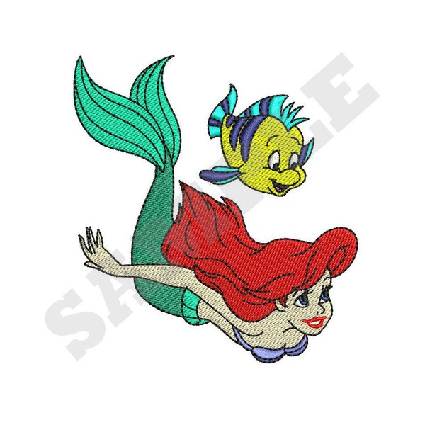 Ariel und Flunder Maschinenstickerei Design