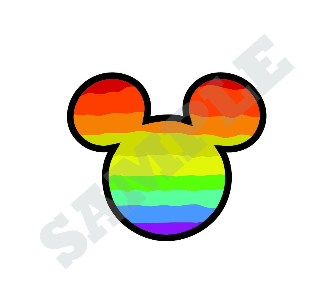 TDR - All Over Print Rainbow Color Mickey Mouse Head Glass — USShoppingSOS