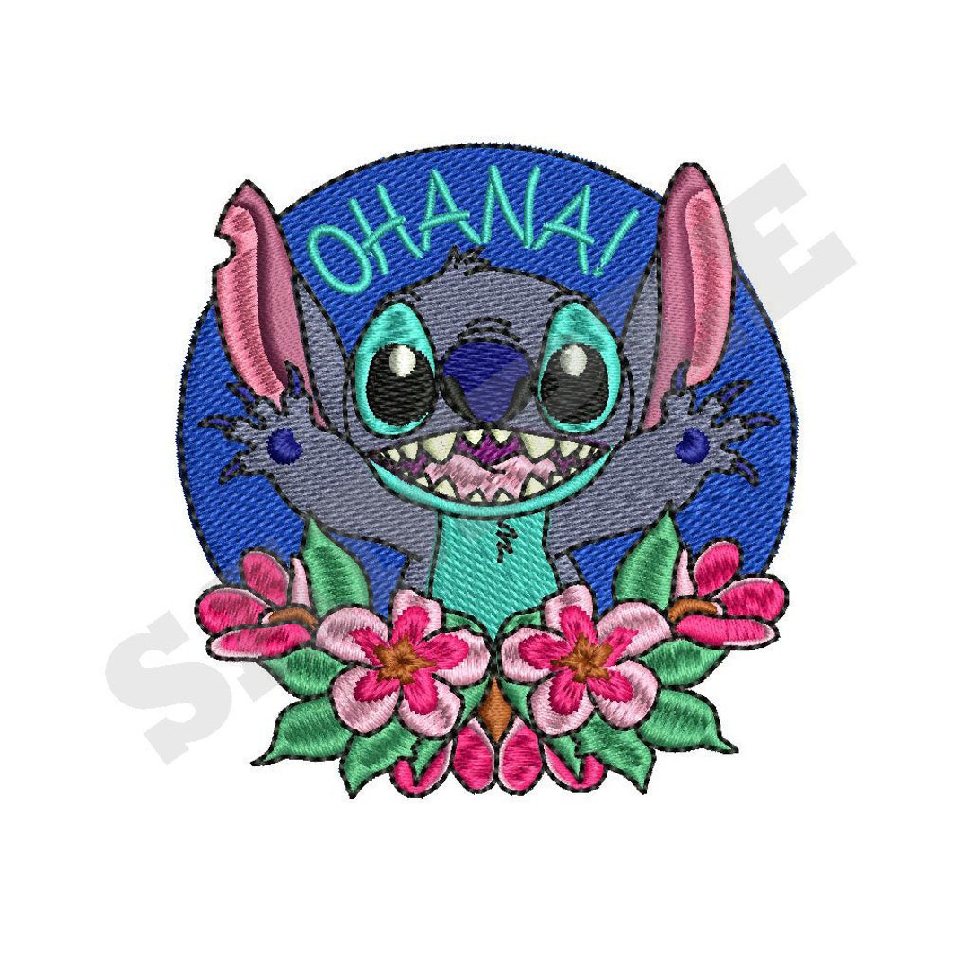 Kawaii Stitch With Hearts Machine Embroidery Design File Lilo 