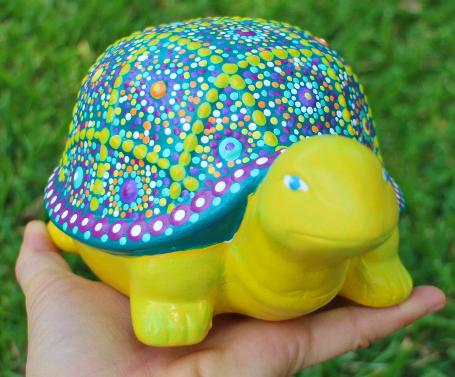 Colorful hand painted ceramic turtle Etsy