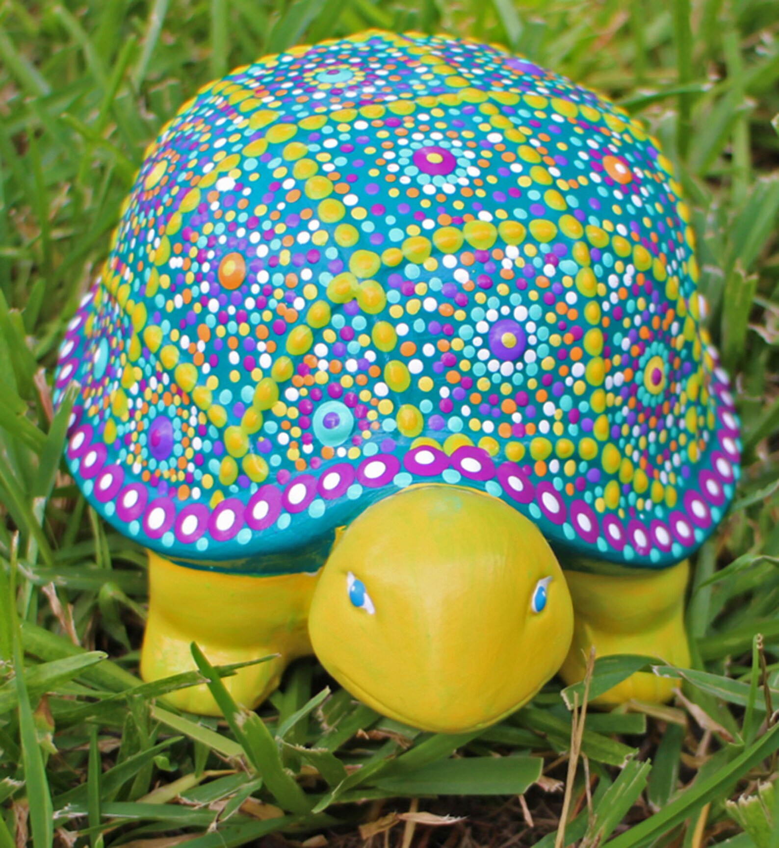 Colorful hand painted ceramic turtle Etsy