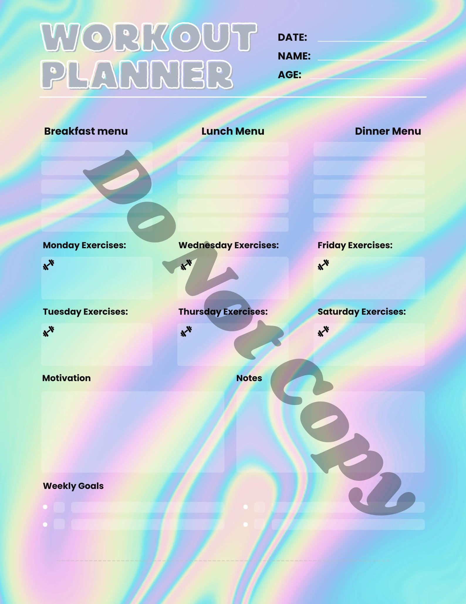 Workout Planner Printable | Fitness Tracker | Exercise Log | Weekly ...