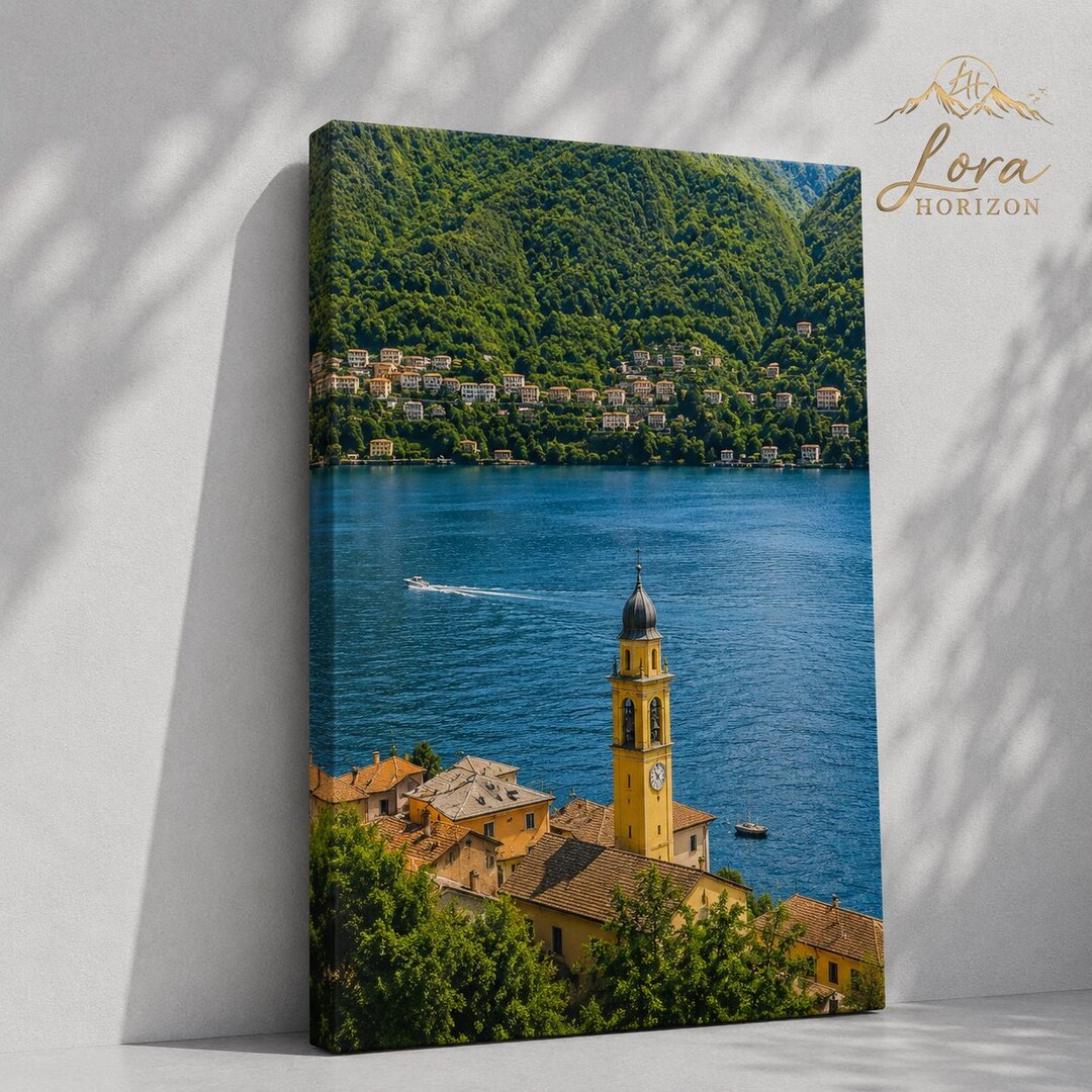 Lake Como Canvas Wall Art, Italian Lake Landscape Print, European ...