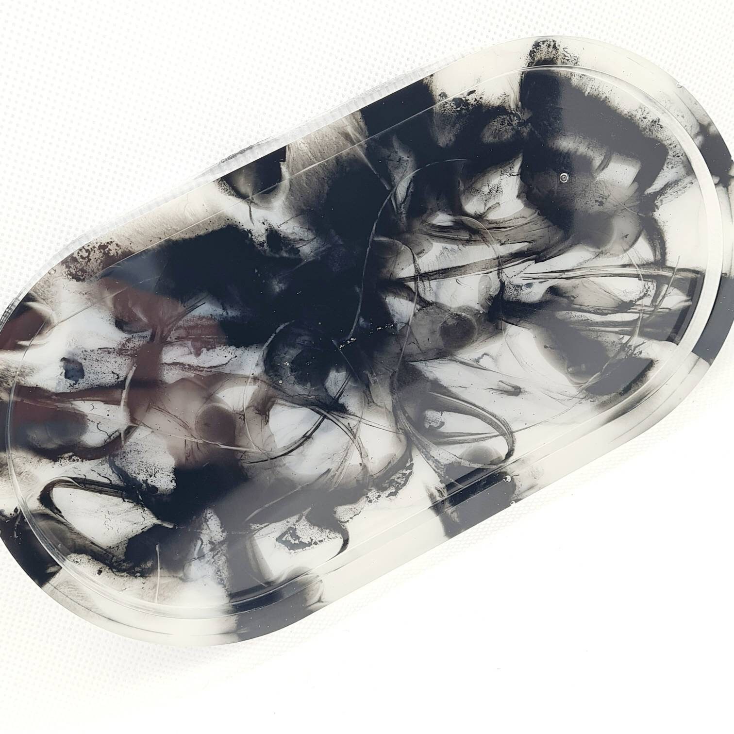 Oval Resin Black and White Marble Rolling Tray Trinket Tray Etsy