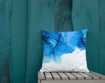 Indigo Alcohol Ink Premium Pillow