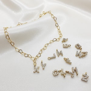 Personalised gold heart bracelet, heart link chain, tiny soldiered chain, initial heart bracelet, gold heart jewellery, valentines gift, UK
