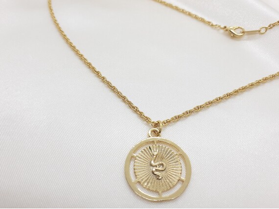 24K Snake Medallion Necklace Gold Coin Necklace Pendant Necklace Layering Necklace Gold Disc Pendant Snake Jewellery Stacking UK Etsy Canada