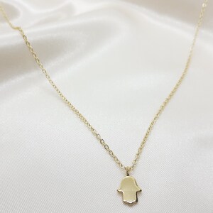 Gold hamsa necklace, hamsa pendant, hamsa charm necklace, minimalist necklace, dainty necklace, tiny hamsa charm, good luck necklace, UK