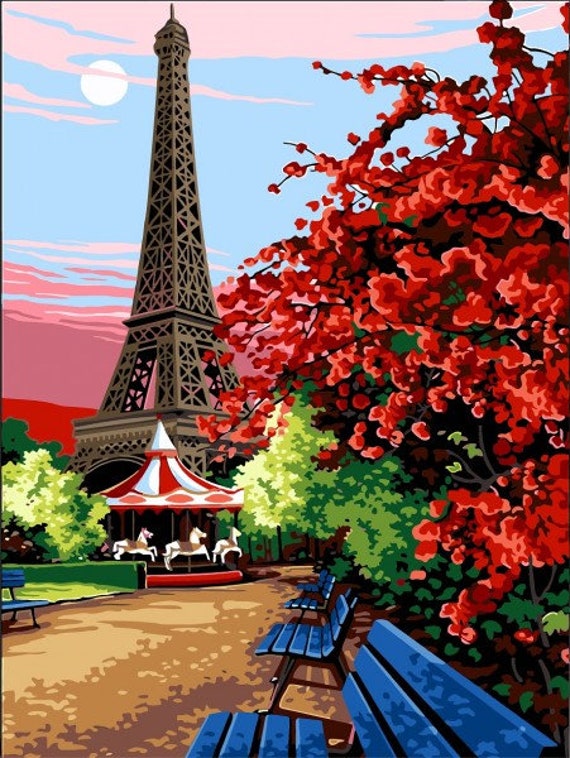Paint By Number Kit EIFFEL TOWER 50 x 40 cm Prêt Monté sur Etsy