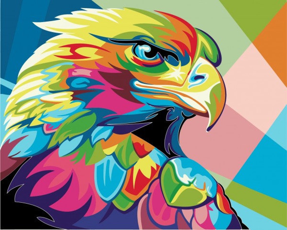 Paint by Number Kit colourful Eagle 50 X 40 Cm Etsy