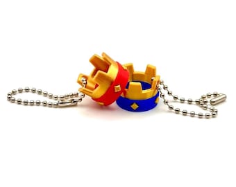 Clash Crown Keychains Royale - Fun Red and Blue Gold Crowns For Display