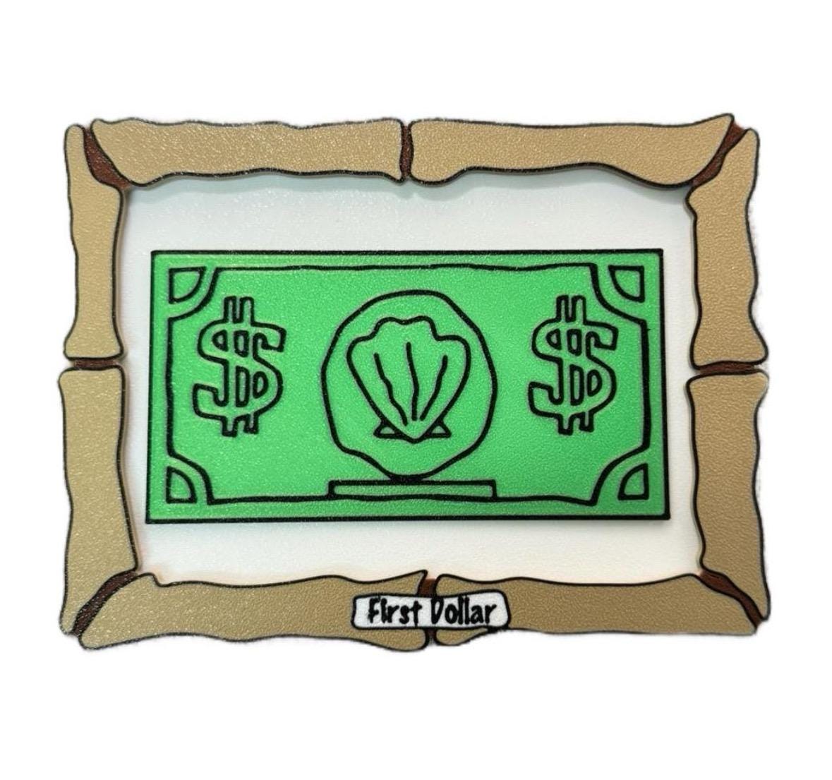 Mr. Krabs’ First Dollar Framed (Appearance) - 3D Printed Display for Sponge Cartoon Lovers