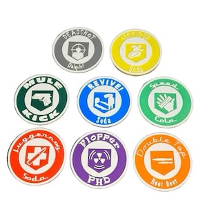 Duty Call of Zombies Coaster Set - 3D Printed 8 Pack of Perk Coasters for Video Game Lovers Gift Decor Apartment