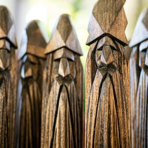 Wizard Gnome Wood Carving Small 6 Inch Handmade Wooden Statue