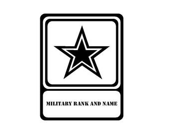 Calcomanía personalizada de rango militar: vinilo militar para coche, portátil o ventana.