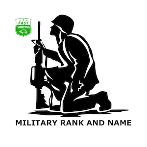 Military Rank and Name Personalized Soldier Decal *Fast Shipping* Soldier Decal, Military Vinyl Decal, Car Decal, Laptop Decal, Window Decal