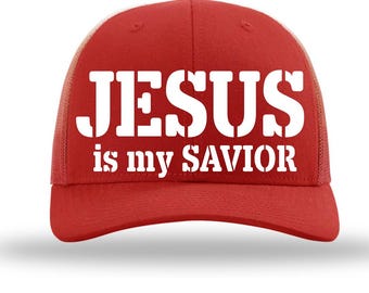 Gorra de camionero personalizada Jesús es mi salvador, 112 RICHARDSON, gorra snapback personalizada ajustable roja ajustada