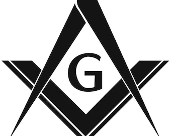 Calcomanía de vinilo con escuadra y compás masónicos: para auto, laptop y más