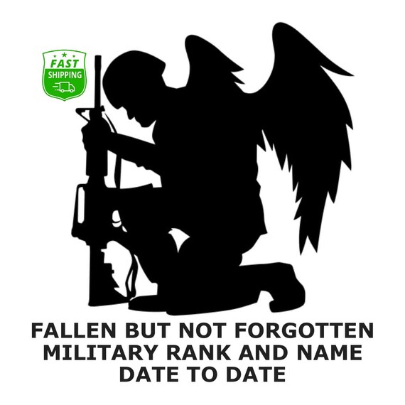 thumbnail interactive-video image 1 of Custom IN LOVING MEMORY Fallen Soldier Vinyl Car Window Decal Sticker – Army Rip Theme, Oracal 1 of 6