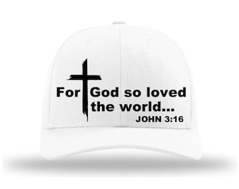 Regalos personalizados - Gorra de camionero con el lema Juan 3:16 - Porque de tal manera amó Dios al mundo - Gorra Richardson 112 Snapback, Fe cristiana