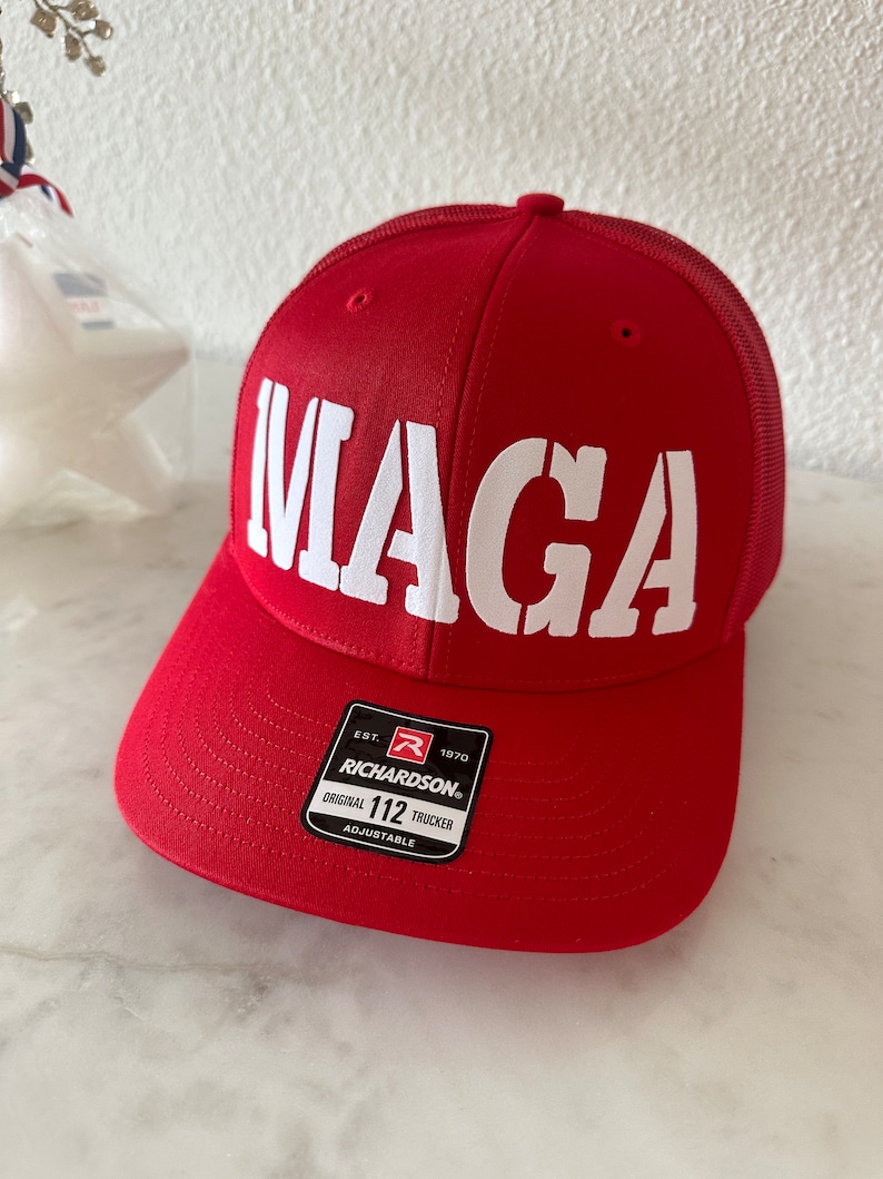 MAGA Richardson 112 Trucker Hat in white matte