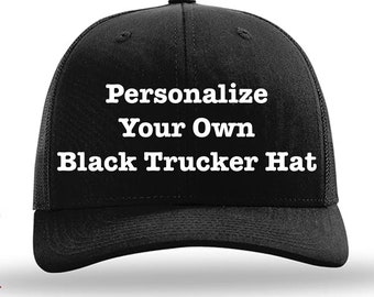 Personaliza tu propia gorra de camionero, 112 RICHARDSON ajustable snapback, gorra de camionero negra personalizada, talla única