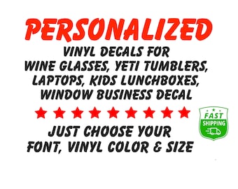 Vinilo personalizado: texto personalizado, parachoques de coche, portátil