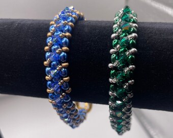 Beaded tennis bracelet in your choice of blue or green