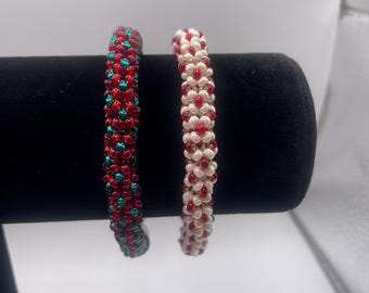 Set of two handwoven beaded bracelets