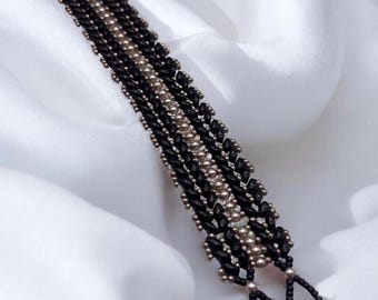 Super Duo beaded bracelet hand-woven with Czech Glass beads.  Elegant everyday jewelry.